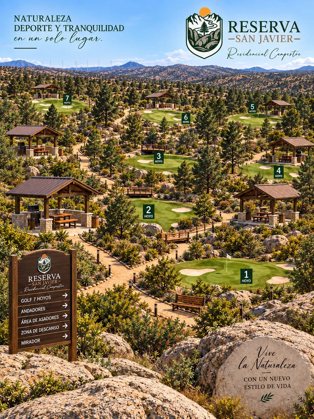Plano ilustrado del residencial con sus zonas y amenidades