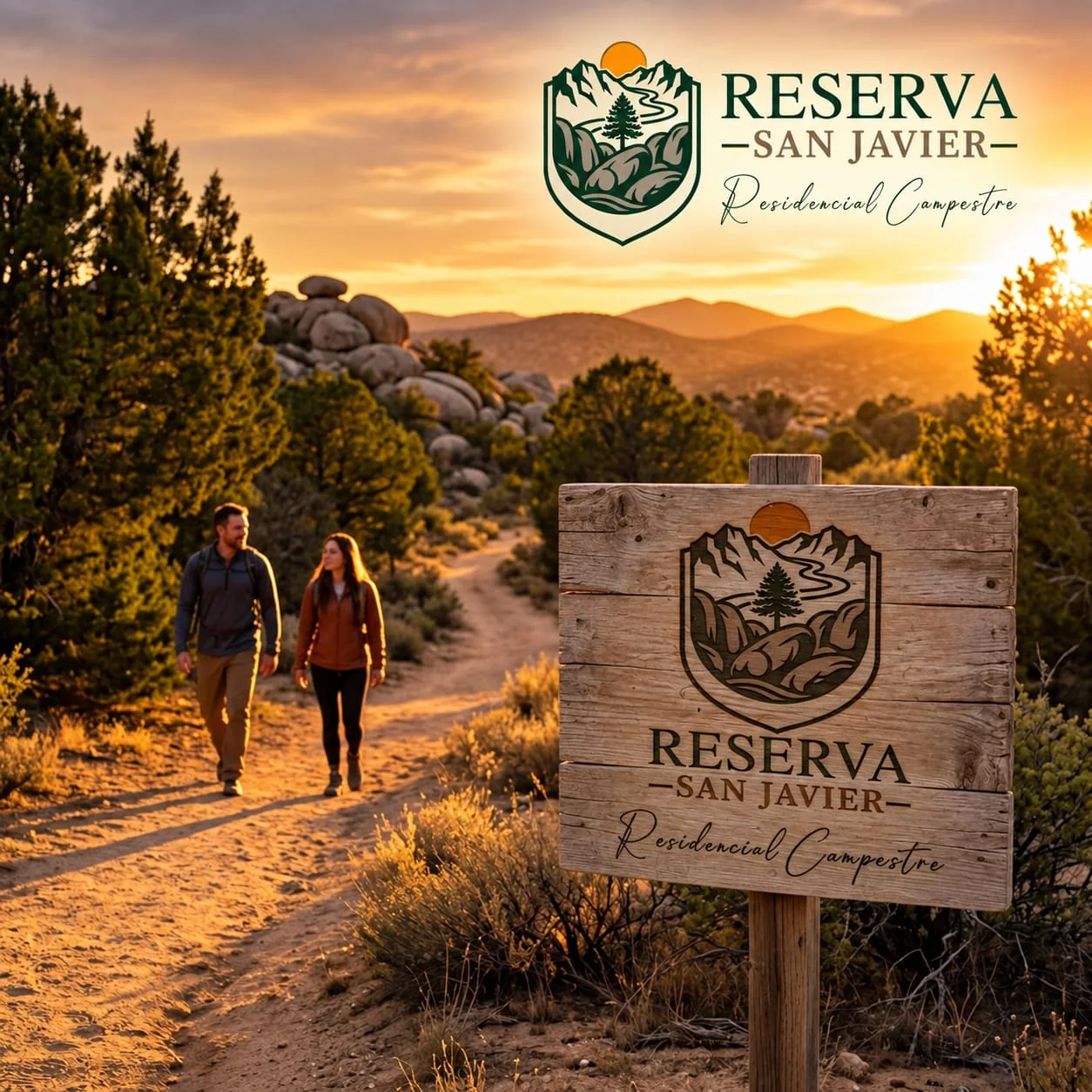 Pareja caminando por uno de los senderos de la reserva